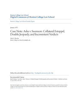 Ashe v. Swenson: Collateral Estoppel, Double Jeopardy, and