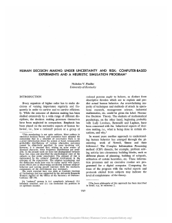 Human Decision Making Under Uncertainty and Risk, Computer