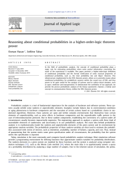 Journal of Applied Logic Reasoning about conditional probabilities