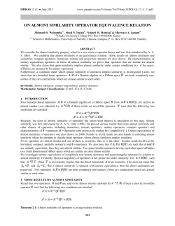 ON ALMOST SIMILARITY OPERATOR EQUIVALENCE RELATION