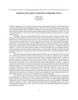 Linguistic and Cognitive Explanation in Optimality Theory