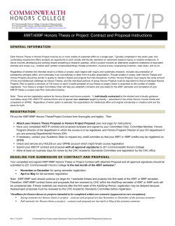 499T/499P Honors Thesis or Project: Contract and Proposal