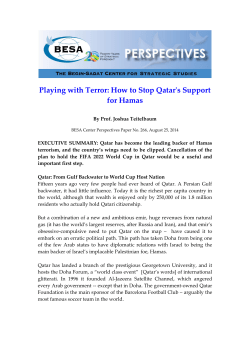 Playing with Terror: How to Stop Qatar`s Support for Hamas