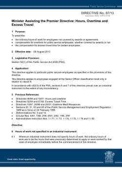 Hours, Overtime and Excess Travel (Directive 07/13)