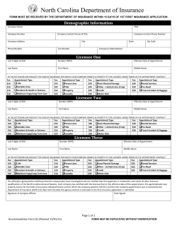 Agent Company Appointment Form - North Carolina Department of