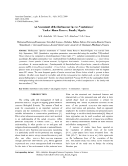 An Assessment of the Herbaceous Species Vegetation of