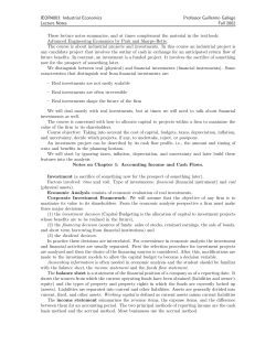 IEOR4003: Industrial Economics Lecture Notes Professor Guillermo