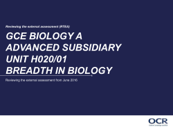A Level Biology A H020/01 June 2016 RTEA