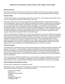 Parent Welcome and Explanation of Program