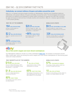 EBAY INC &ndash; Q2 2016 COMPANY FAST FACTS