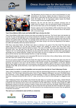 Oreca: front row for the last round