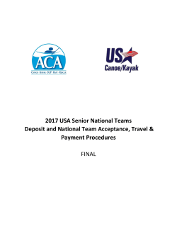 2017 USA Senior National Teams Deposit and National Team