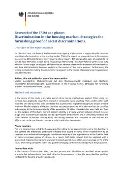 Discrimination in the housing market. Strategies for furnishing proof
