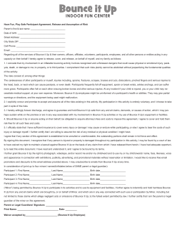 Have Fun, Play Safe Participant Agreement, Release and