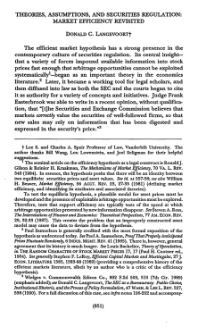 Theories, Assumptions, and Securities Regulation