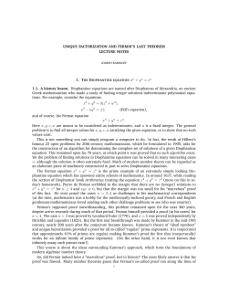 UNIQUE FACTORIZATION AND FERMAT`S LAST THEOREM