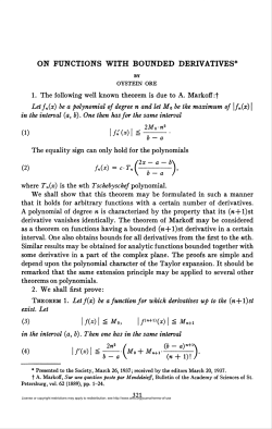 on functions with bounded derivatives