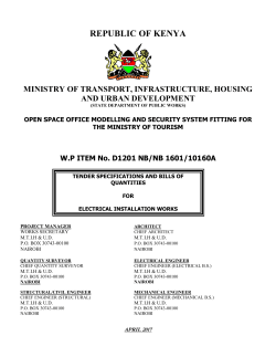 BILLS OF QUANTITIES FOR ELECTRICAL WORKS FOR THE