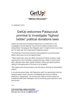 GetUp welcomes Palaszczuk promise to investigate `highest bidder