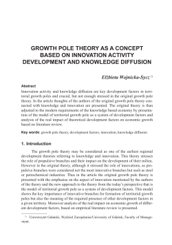 Growth Pole Theory as a Concept Based on Innovation Activity