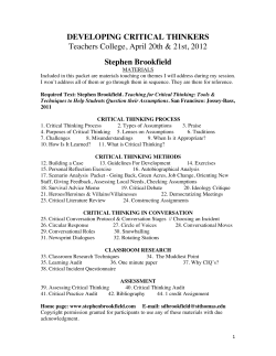 Developing Critical Thinkers