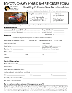 toyota camry hybrid raffle order form