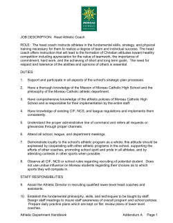 Head Athletic Coach ROLE - Moreau Catholic High School