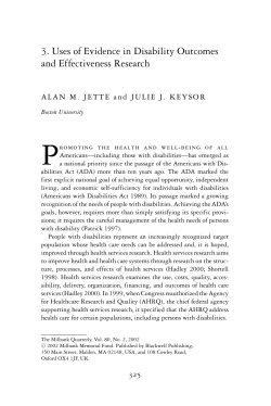 3. Uses of Evidence in Disability Outcomes and