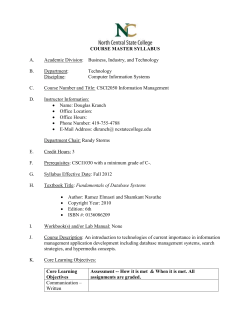 COURSE MASTER SYLLABUS A. Academic Division: Business