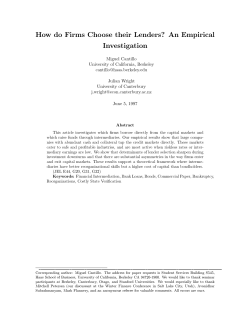 How do Firms Choose their Lenders? An Empirical - Berkeley-Haas