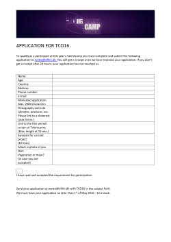APPLICATION FOR TCO16 To qualify as a participant at this year`s