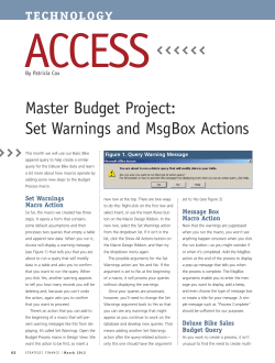Set Warnings and MsgBox Actions