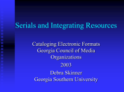 Serials and Integrating Resources
