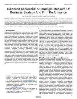 Balanced Scorecard: A Paradigm Measure Of Business Strategy