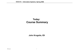TDT4175 - Information Systems, Spring 2006 IS Strategy