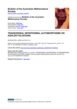 Bulletin of the Australian Mathematical Society TRANSVERSAL
