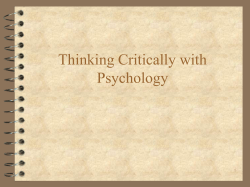 Thinking Critically with Psychology