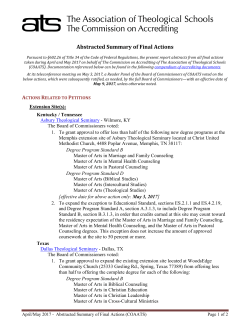 Abstracted Summary of Final Actions