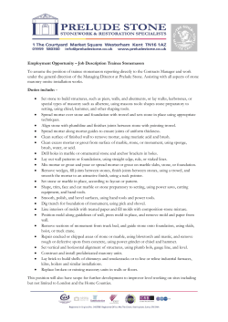 Employment Opportunity &ndash; Job Description Trainee Stonemason To