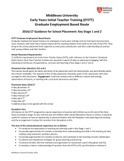 Continuum of expectations from EYFS to National Curriculum Key