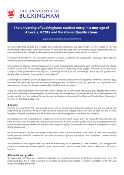 The University of Buckingham: student entry in a new age of A