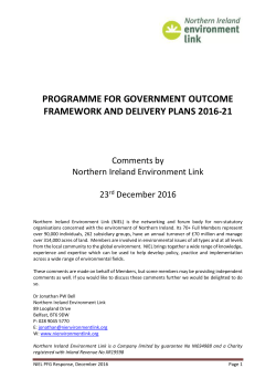 Programme for Government Outcome Framework and Delivery