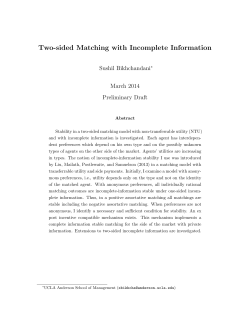 Two-sided Matching with Incomplete Information