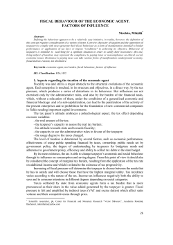 fiscal behaviour of the economic agent. factors of influence