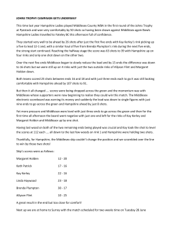 JOHNS TROPHY CAMPAIGN GETS UNDERWAY This time last year