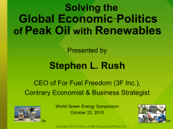 Solving the Global Economic  Politics of Peak Oil with Renewables