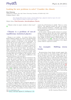 Physics 4, 20 (2011) Looking for new problems to solve? Consider