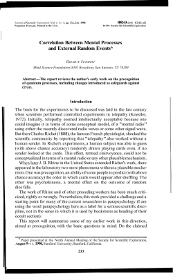 Correlation Between Mental Processes and External Random Events*