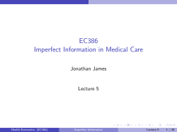 EC386 Imperfect Information in Medical Care