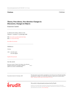 Theory, Post-theory, Neo-theories: Changes in Discourses